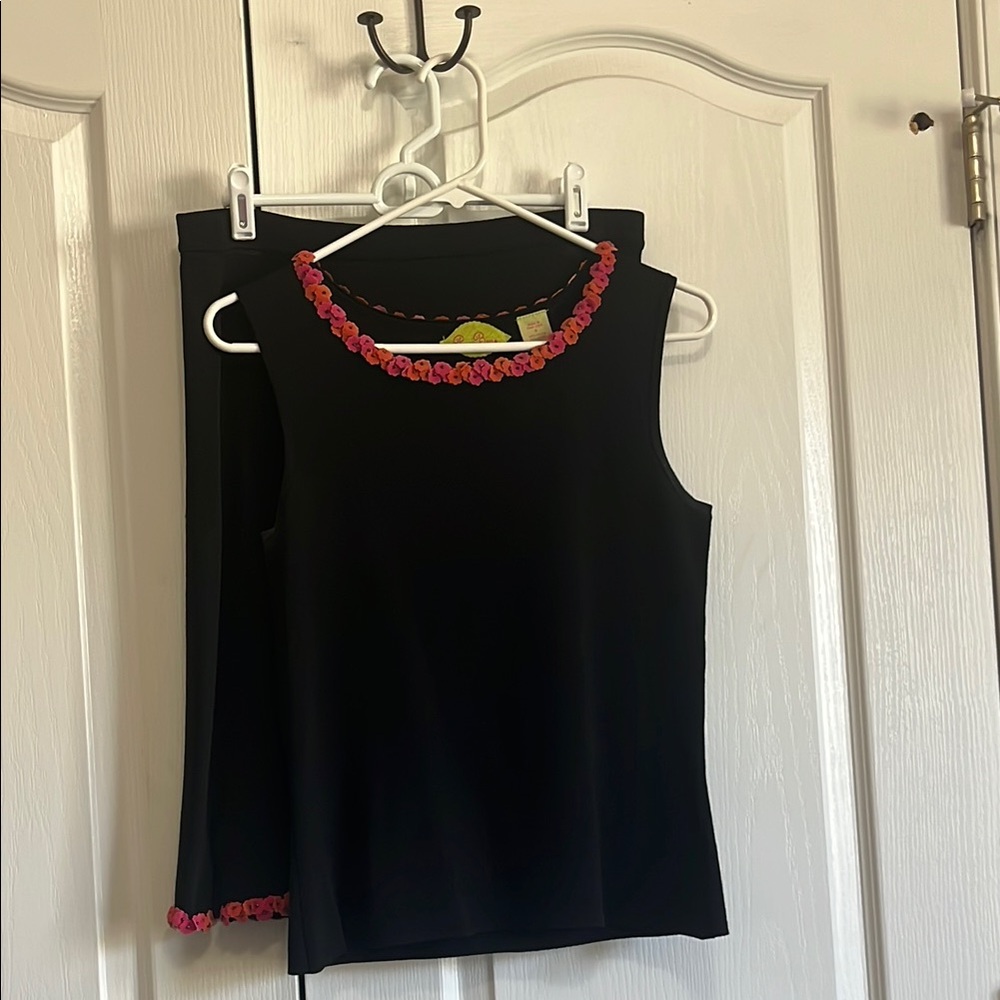 Prima Bella Black Skirt and Sleeveless Top with Pink Accents